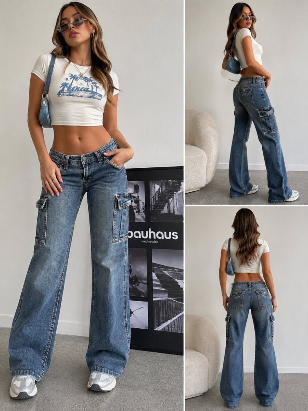Vintage Y2K Old Navy Women's Size 5 Cargo Jeans Grunge Mall Goth Alt